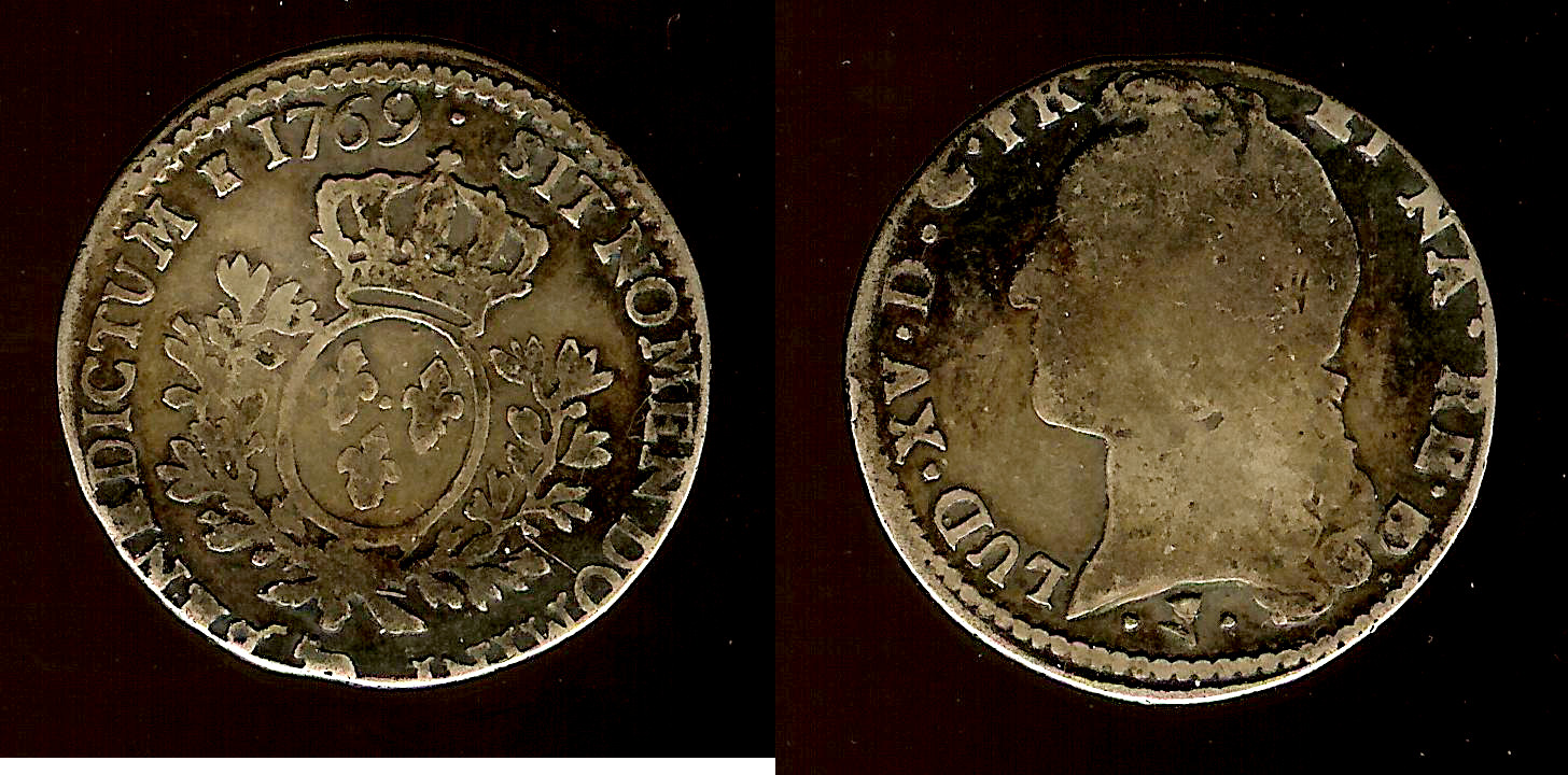 Louis XVI 1/5 ecu 1769 Pau VG/gF